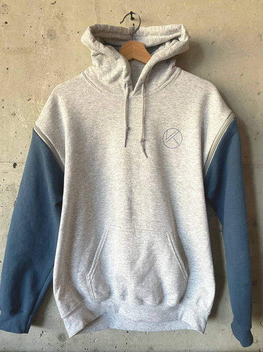 Unisex Grey & Blue Pullover Hoodie