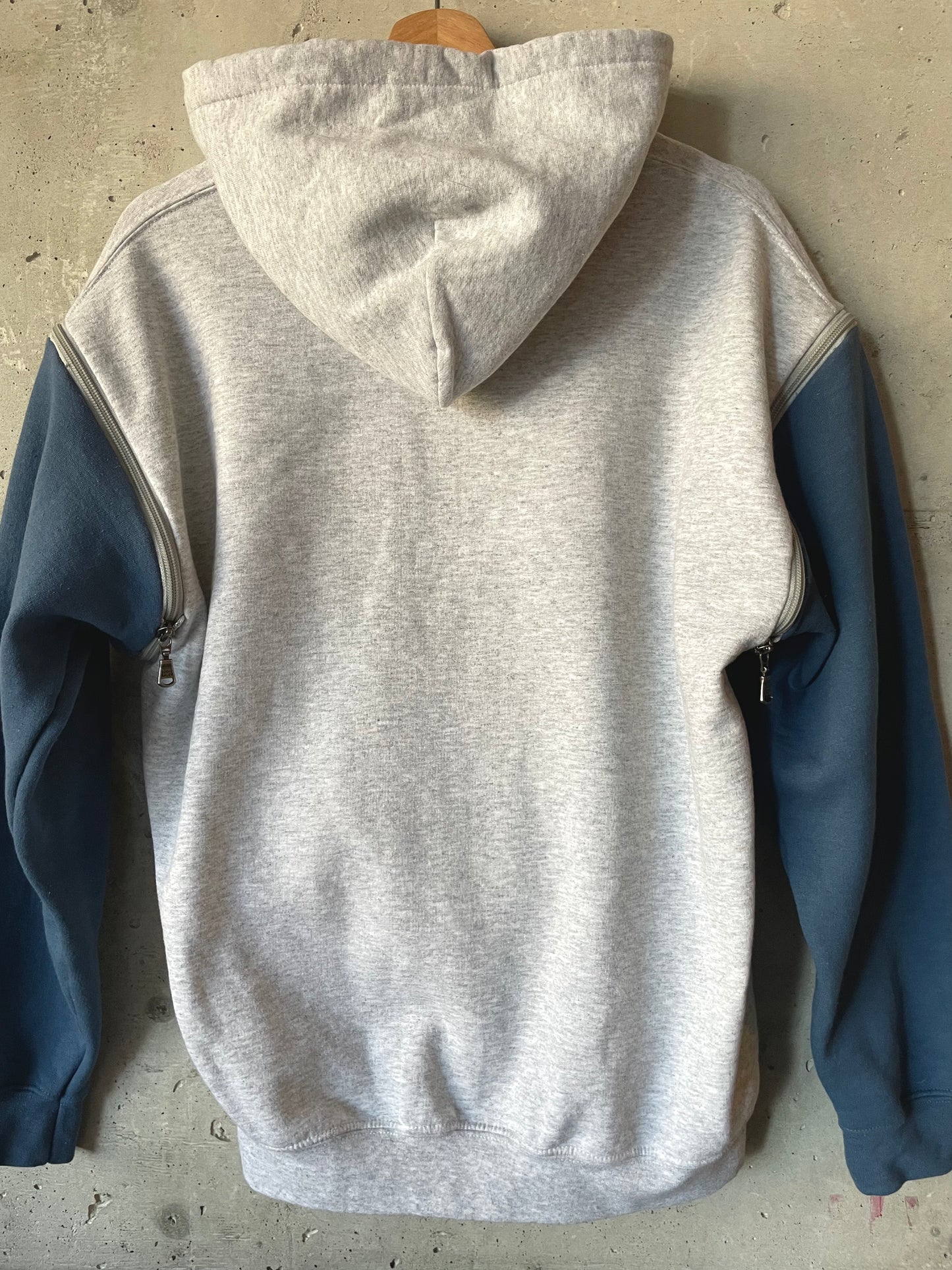 Unisex Grey & Blue Pullover Hoodie